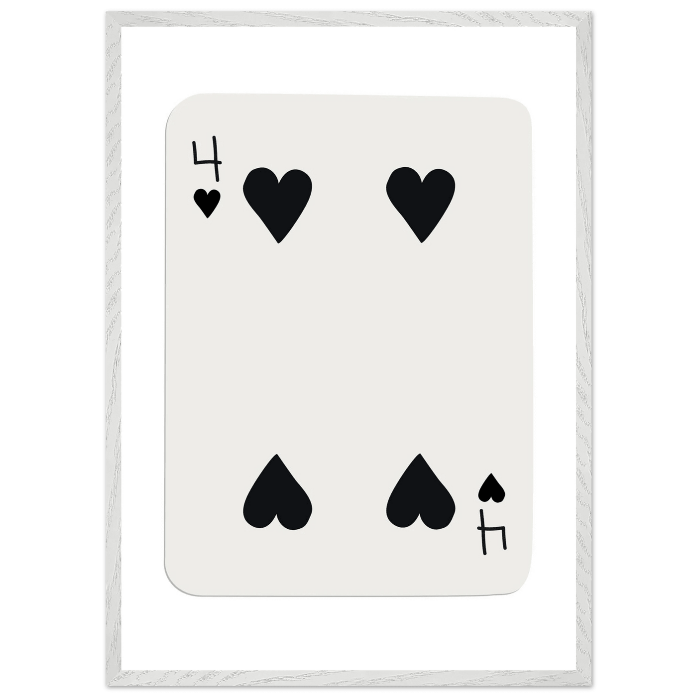 Minimalist Four of Hearts Poker Card Print - Mounted Framed Poster Art, Eco-Friendly Wood Frame - Vibrantwalls