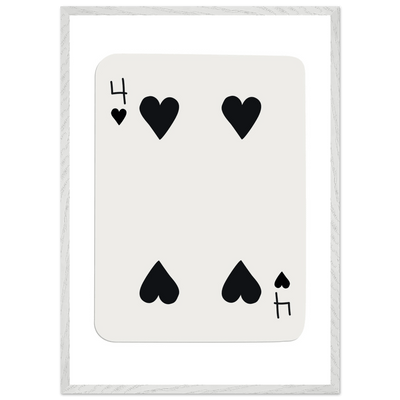 Minimalist Four of Hearts Poker Card Print - Mounted Framed Poster Art, Eco-Friendly Wood Frame - Vibrantwalls