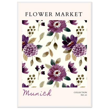 Munich Flower Market Lush Purple Green Botanical - Wall Art - Vibrantwalls