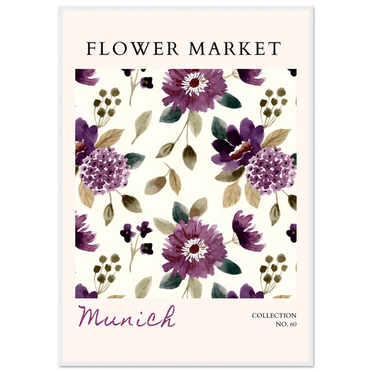 Munich Flower Market Lush Purple Green Botanical - Wall Art - Vibrantwalls