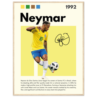 Neymar Jr. Brazilian Football Legend Framed Poster – Vibrant Pop Art Football Print 60x80 cm 24x32″ Wood frame Vibrantwalls