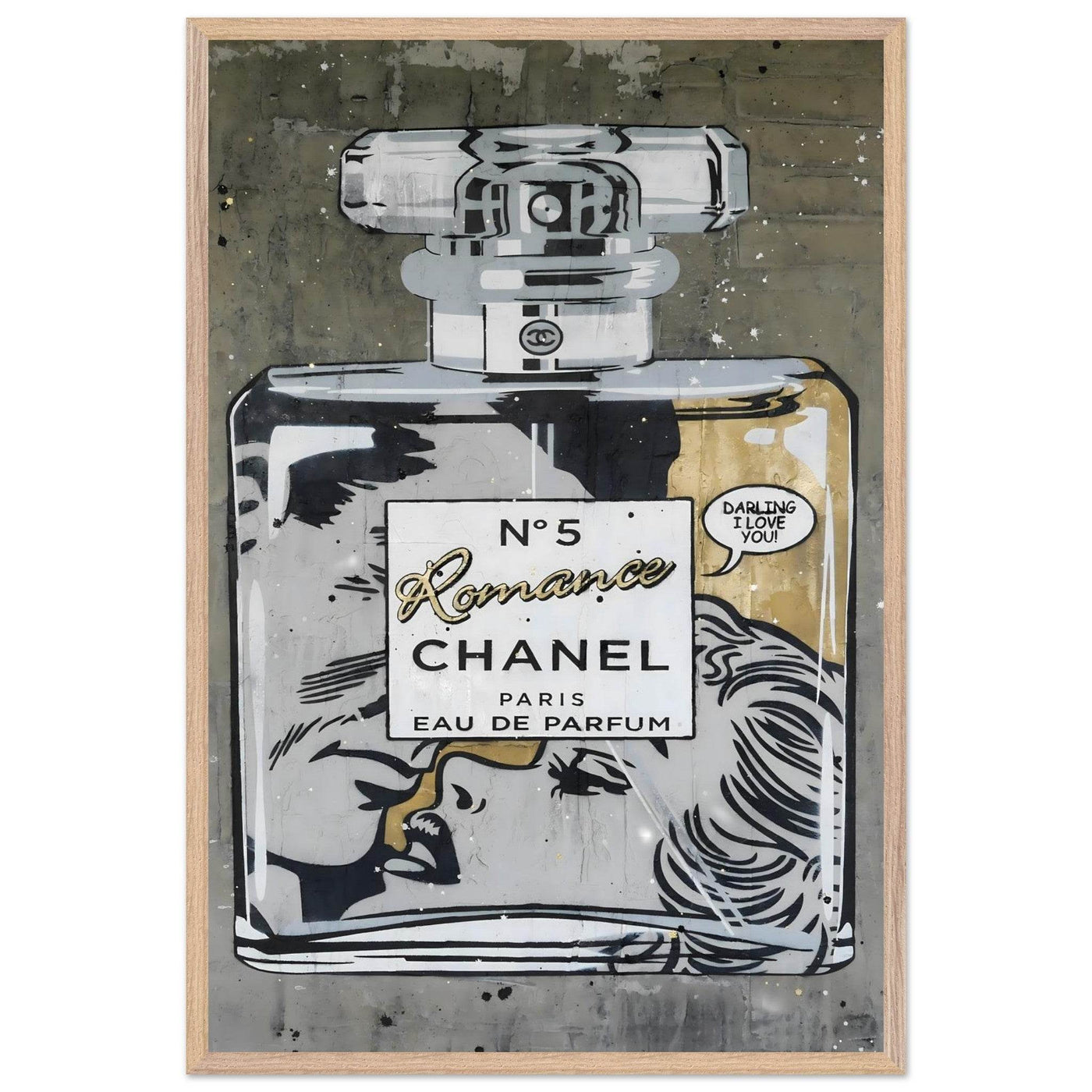 Chanel No. 5 Pop Art Print: Iconic Perfume Art with a Comic Twist, Framed in Your Choice of Style - Vibrantwalls