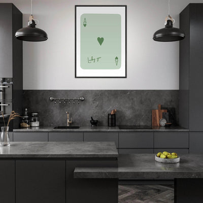 Minimalist Ace of Hearts Poker Card Print - Eco-Friendly Framed Wall Art, 'Lucky You' Design - Vibrantwalls