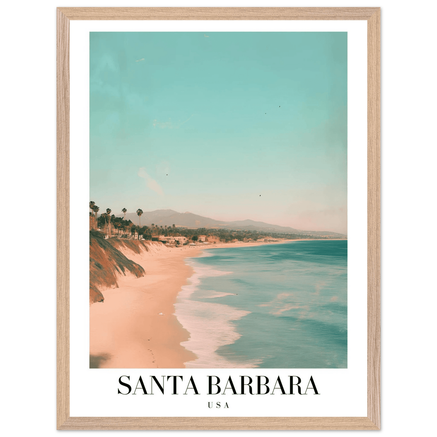 Santa Barbara USA Framed Poster – Pastel Beach Travel Wall Art in Your Choice of Frame - Vibrantwalls