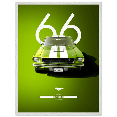 1966 Shelby GT350 Fastback Poster - Iconic Green & White Racing Stripes | Premium Framed Art, Ready-to-Hang - Vibrantwalls