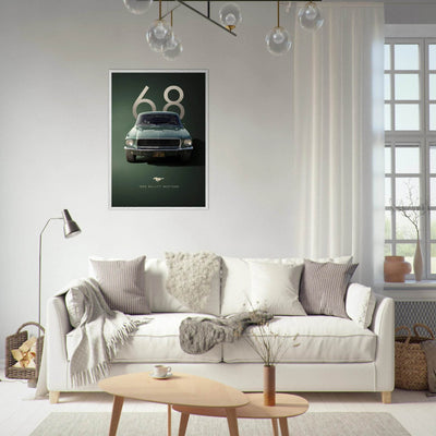 1968 Bullitt Mustang GT - 50th Anniversary Framed Poster | Iconic Automotive Art, Ready-to-Hang - Vibrantwalls