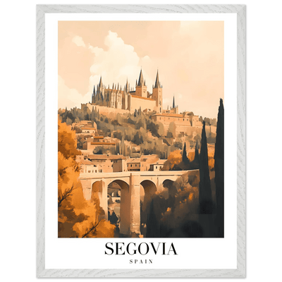 Segovia Spain Framed Poster – Vintage Travel Art with Warm Hues & Wooden Frame - Vibrantwalls