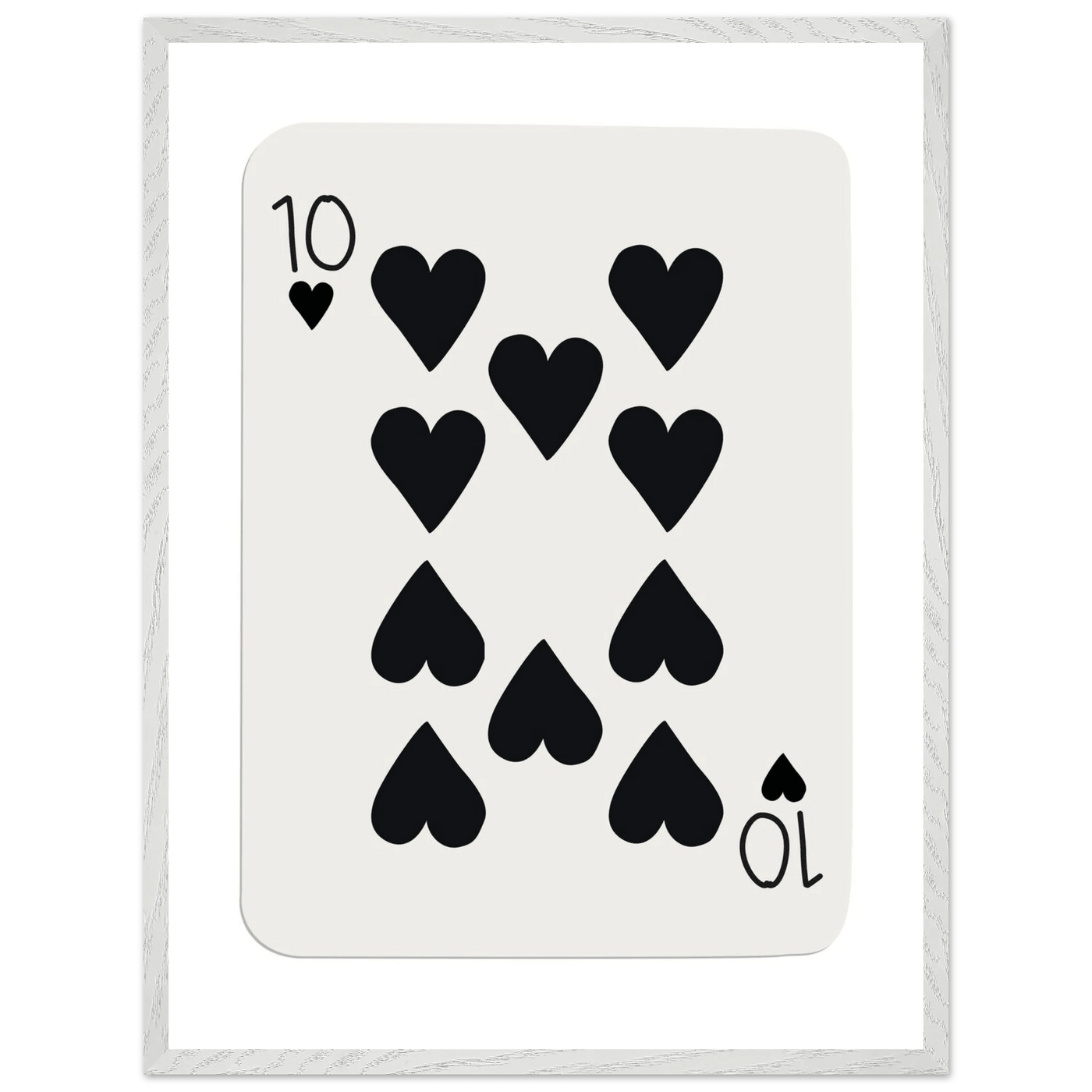 Minimalist Ten of Hearts Poker Card Print - Mounted Framed Poster Art, Eco-Friendly Wood Frame - Vibrantwalls