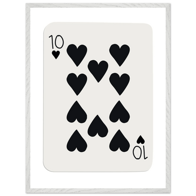 Minimalist Ten of Hearts Poker Card Print - Mounted Framed Poster Art, Eco-Friendly Wood Frame - Vibrantwalls