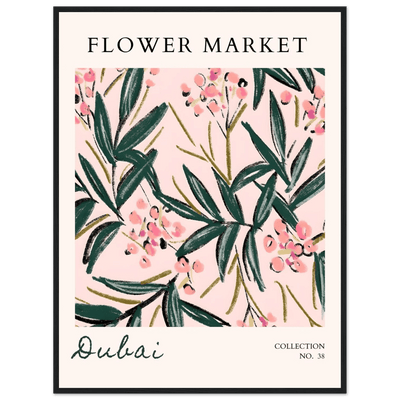 Dubai Flower Market Art Print – Blush Pink & Emerald Green Botanical Framed Poster | Ready-to-Hang - Vibrantwalls