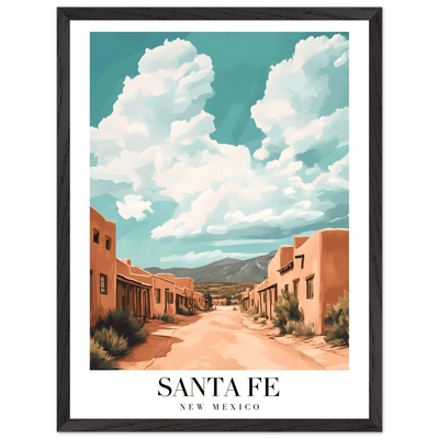 Santa Fe New Mexico Framed Poster – Vintage Southwest Wall Art with Wooden Frame - Vibrantwalls