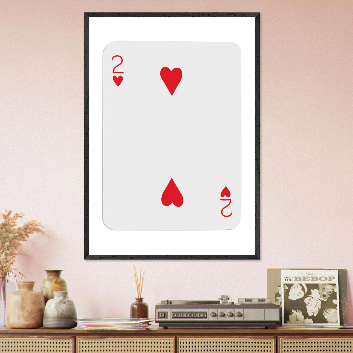 Two of Hearts Poker Card Print - Framed Wall Art, Eco-Friendly Wood Frame in Your Choice of Size & Finish - Vibrantwalls