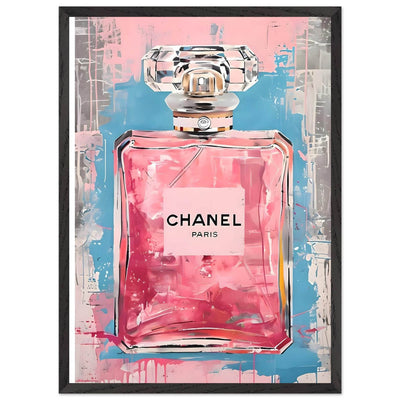 Coco Mademoiselle Chanel Art Print - Pink & Blue Pop Art Style Framed Poster - Vibrantwalls