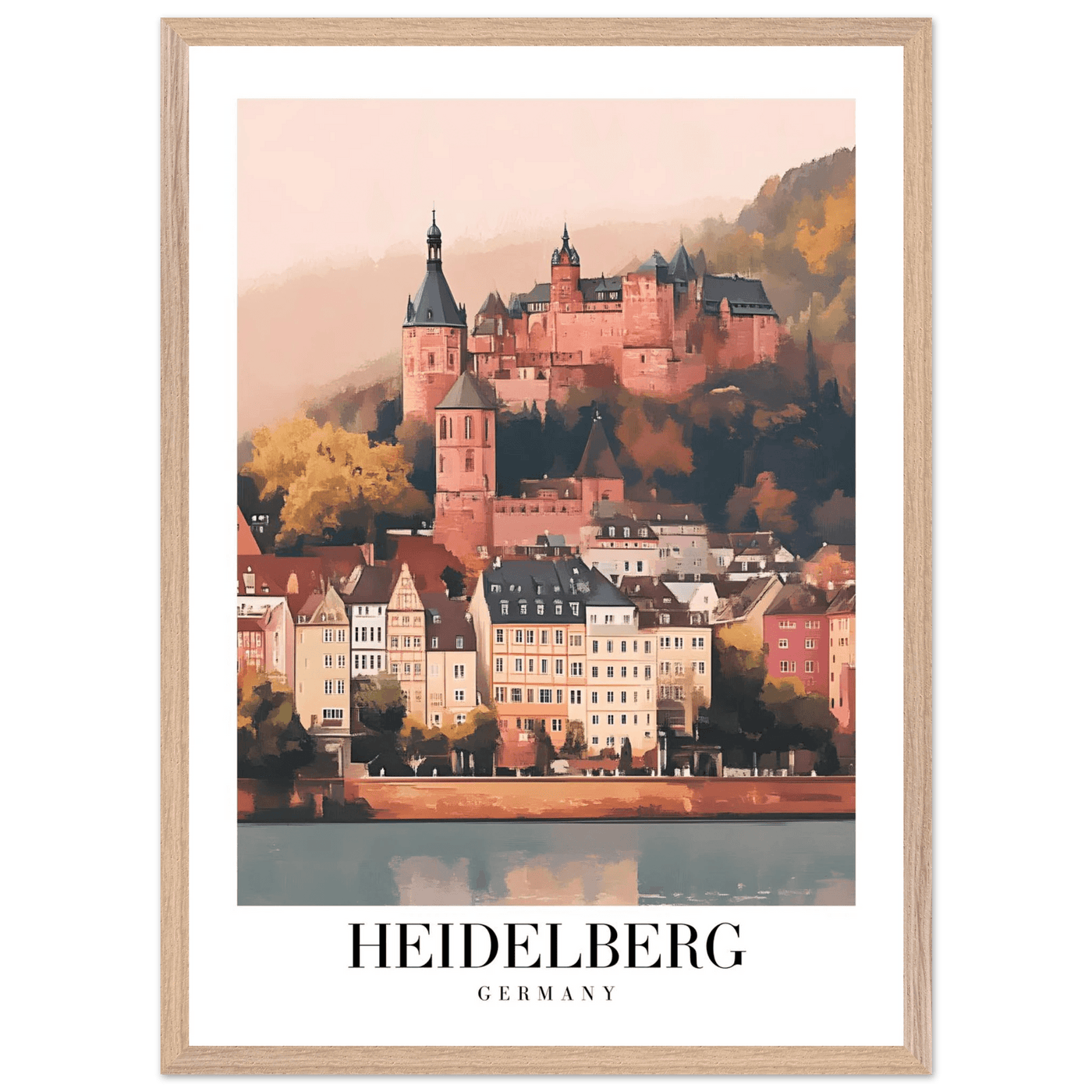 Heidelberg Germany Framed Poster – Vintage Travel Wall Art in Warm Autumn Hues - Vibrantwalls