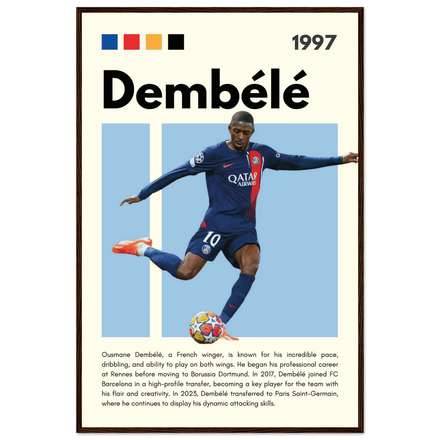 Ousmane Dembélé PSG Soccer Football Legends Poster Wall Art - Vibrantwalls