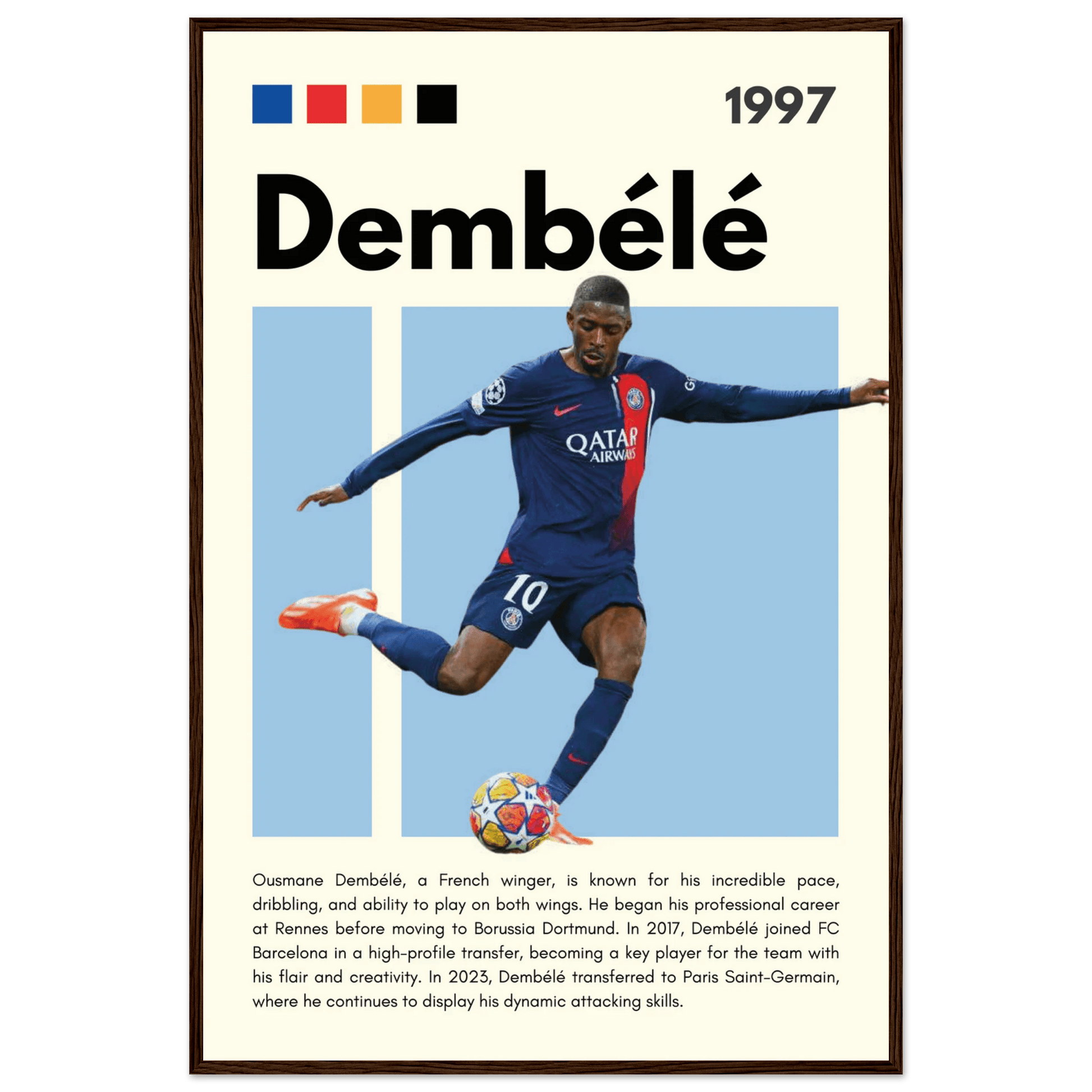 Ousmane Dembélé PSG Soccer Football Legends Poster Wall Art - Vibrantwalls