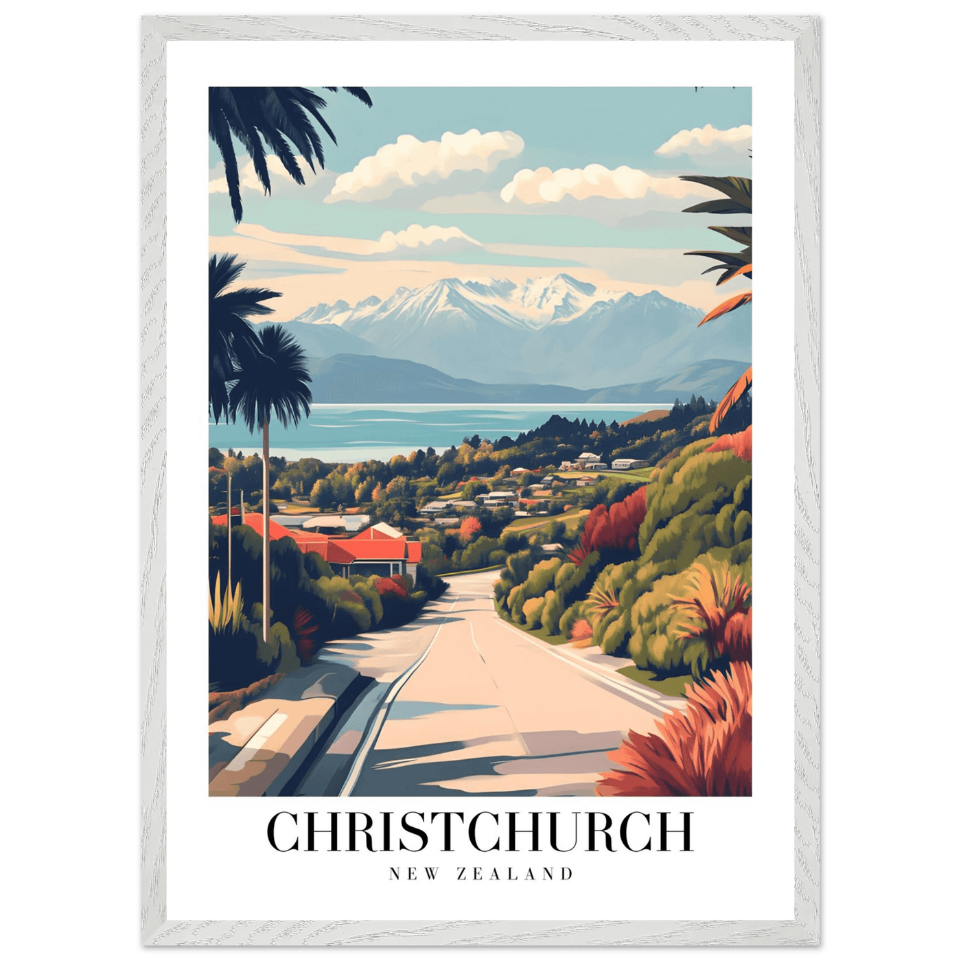 Christchurch New Zealand Framed Poster – Vintage Travel Wall Art with Wooden Frame - Vibrantwalls