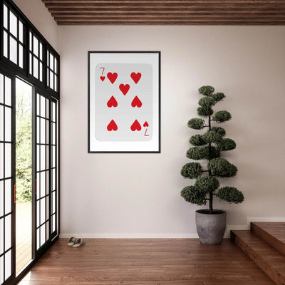 Lucky 7 of Hearts Poker Card Print - Mounted Framed Wall Art, Eco-Friendly Wood Frame & Multiple Sizes - Vibrantwalls