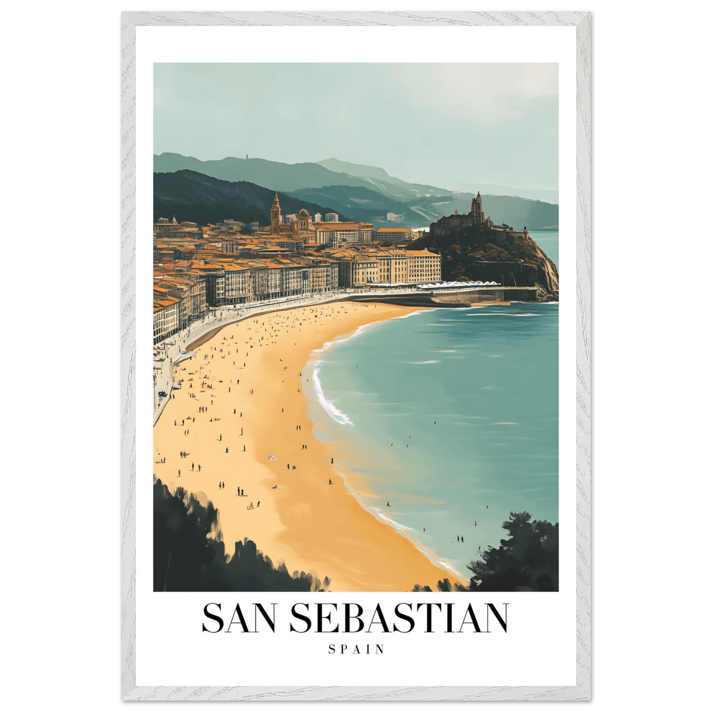 San Sebastian Spain Framed Poster – Vintage Coastal Travel Wall Art with Wooden Frame - Vibrantwalls
