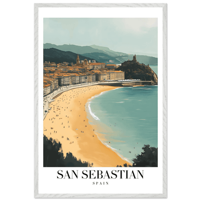 San Sebastian Spain Framed Poster – Vintage Coastal Travel Wall Art with Wooden Frame - Vibrantwalls