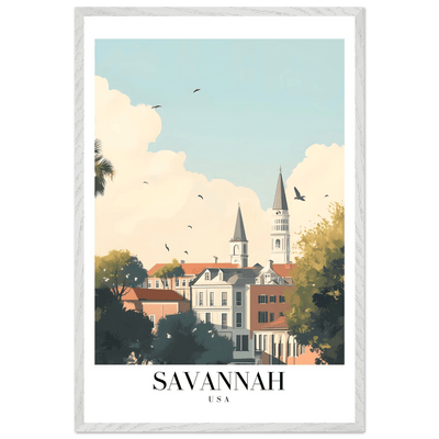 Savannah USA Framed Poster – Charming Cityscape Wall Art with Wooden Frame - Vibrantwalls