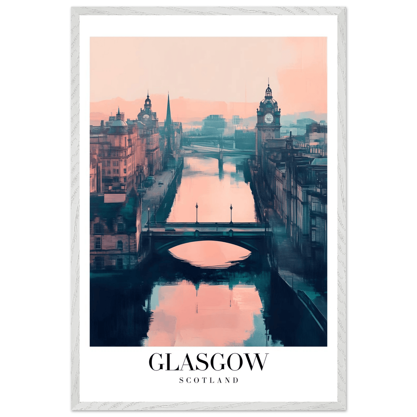 Glasgow Scotland Framed Poster – Atmospheric Cityscape Wall Art with Customizable Wooden Frame - Vibrantwalls