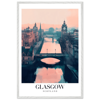Glasgow Scotland Framed Poster – Atmospheric Cityscape Wall Art with Customizable Wooden Frame - Vibrantwalls