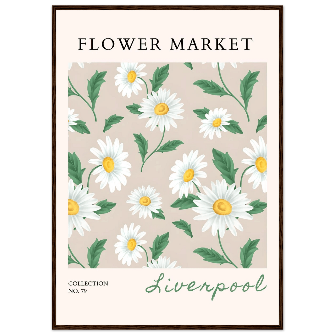 Charming Daisy Field Framed Poster – Botanical 'Flower Market' Art Print | Ready-to-Hang in Your Choice of Frame - Vibrantwalls