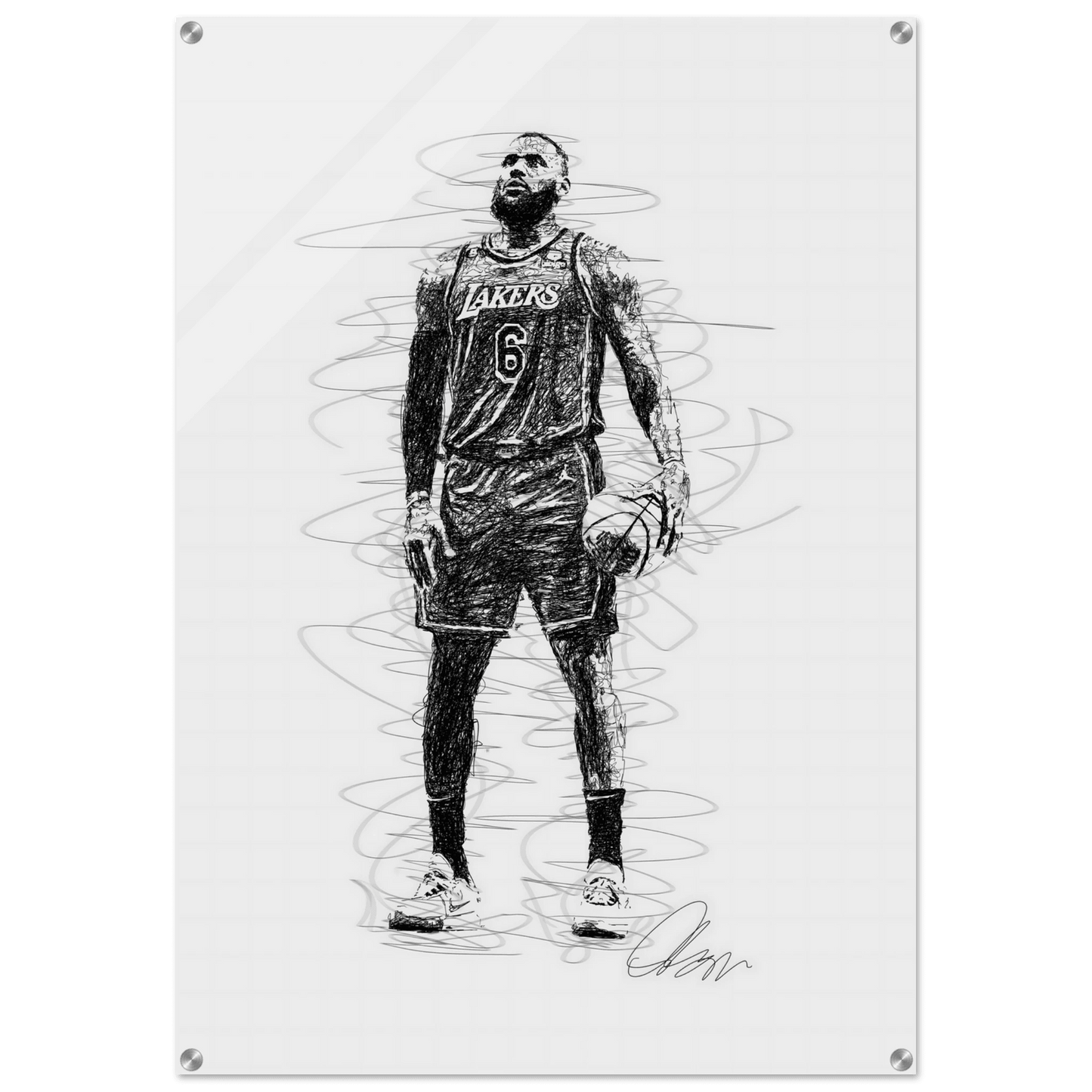 LeBron James Wall Art – Dynamic, Modern NBA Sketch Acrylic Print for Sports Fans - Vibrantwalls