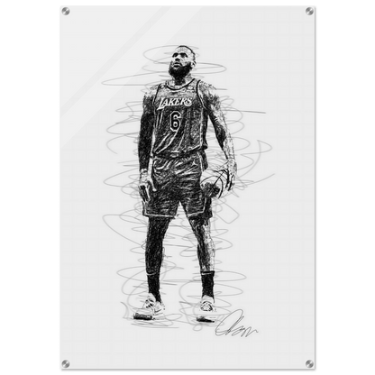 LeBron James Wall Art – Dynamic, Modern NBA Sketch Acrylic Print for Sports Fans - Vibrantwalls