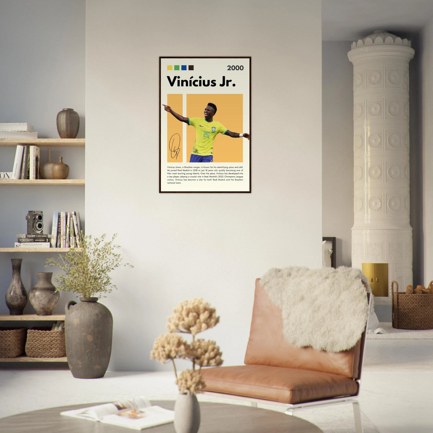 Vinicius Jr. Brazil Soccer Framed Poster – Dynamic Football Legend Art Print in Multiple Sizes & Frame Finishes Vibrantwalls