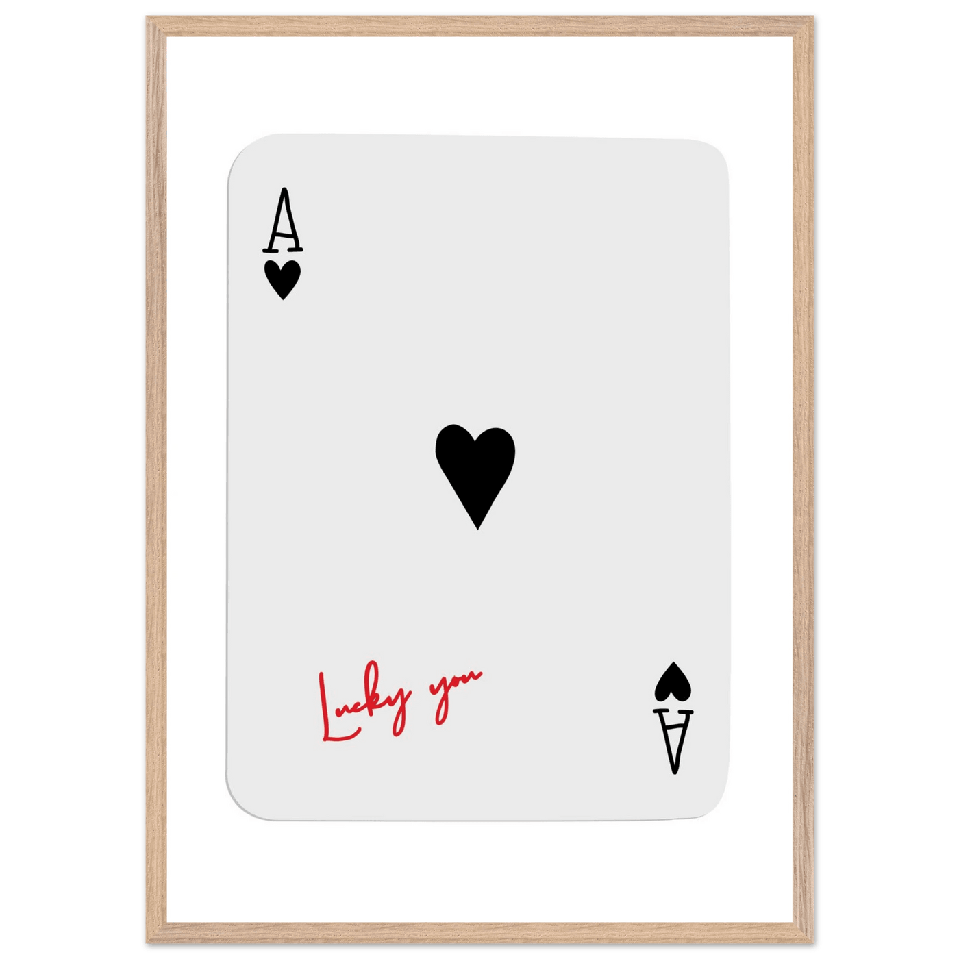 Lucky Ace of Hearts Framed Poster - Modern Poker Card Art, Eco-Friendly Wood Frame in Your Choice of Style - Vibrantwalls