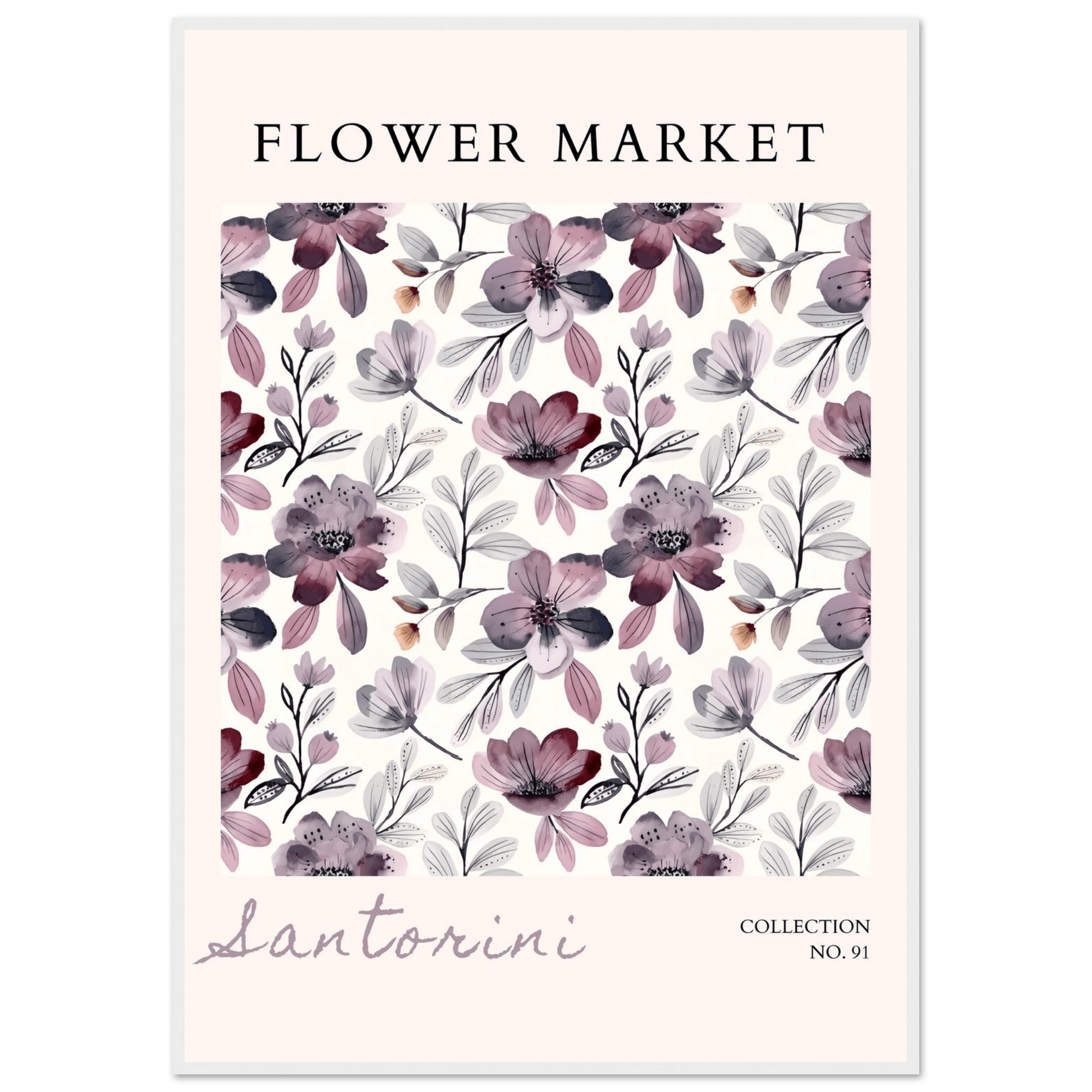 Santorini Flower Market Watercolor Floral Multiple Sizes - Wall Art - Vibrantwalls