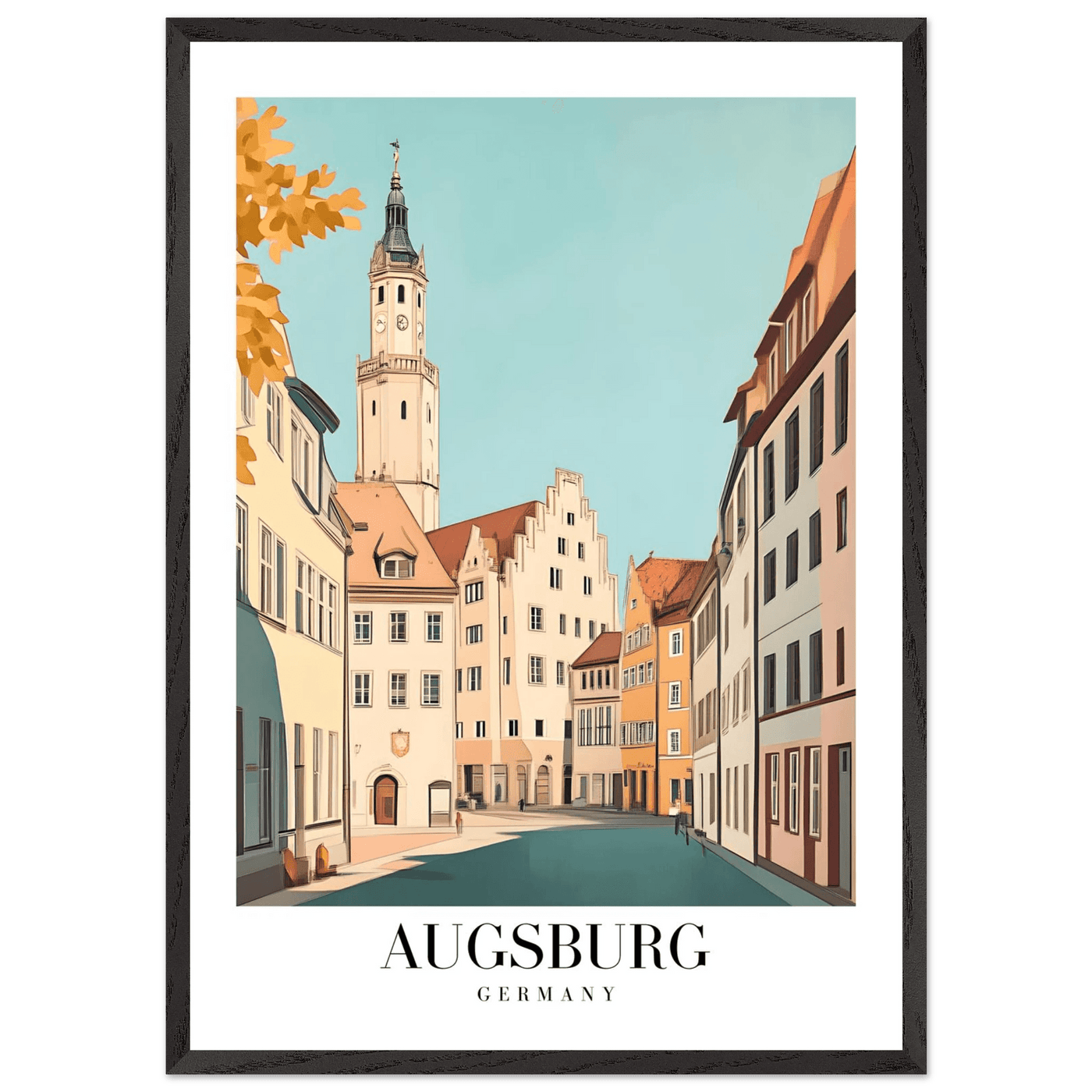 Augsburg Germany Framed Poster – Vintage European Cityscape Wall Art with Wooden Frame in Various Sizes - Vibrantwalls