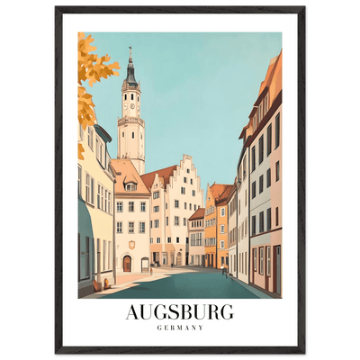 Augsburg Germany Framed Poster – Vintage European Cityscape Wall Art with Wooden Frame in Various Sizes - Vibrantwalls