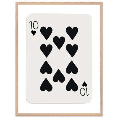 Minimalist Ten of Hearts Poker Card Print - Mounted Framed Poster Art, Eco-Friendly Wood Frame - Vibrantwalls