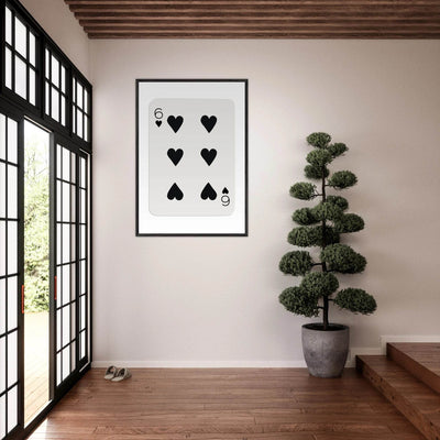 Six of Hearts Poker Card Print - Mounted Framed Poster Art, Eco-Friendly Wood Frame in Your Choice of Frame & Size - Vibrantwalls