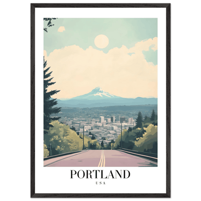 Portland Oregon Framed Poster – Mid-Century Modern Travel Art with Your Choice of Frame - Vibrantwalls