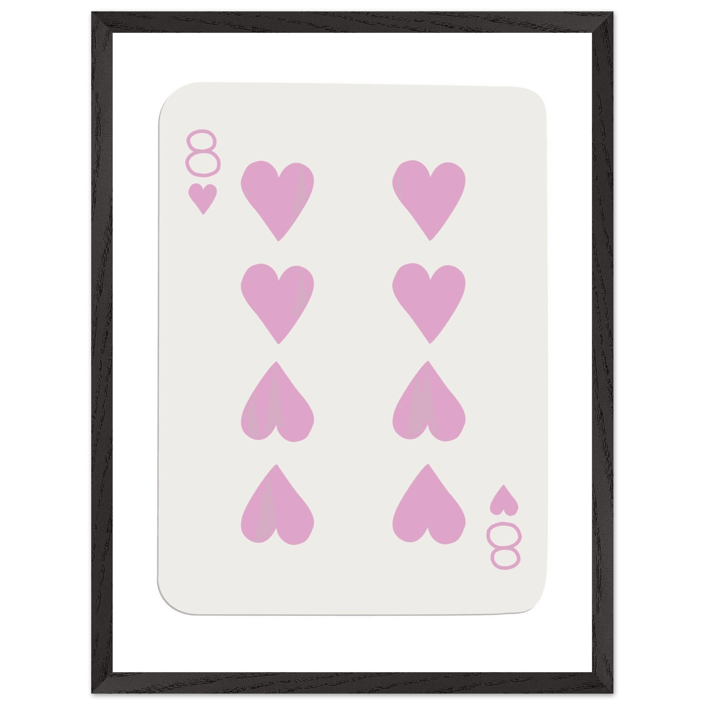 Minimalist Eight of Hearts Poker Card Print - Mounted Framed Art in Eco-Friendly Wood Frame - Vibrantwalls