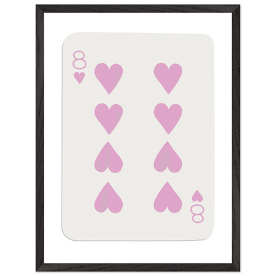 Minimalist Eight of Hearts Poker Card Print - Mounted Framed Art in Eco-Friendly Wood Frame - Vibrantwalls
