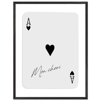 Ace of Hearts 'Mon Cheri' Art Print - Framed Poker Card Poster, Eco-Friendly Wood Frame - Vibrantwalls