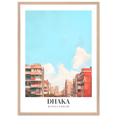 Dhaka Bangladesh Framed Poster – Pastel Cityscape Wall Art with Customizable Wooden Frame - Vibrantwalls