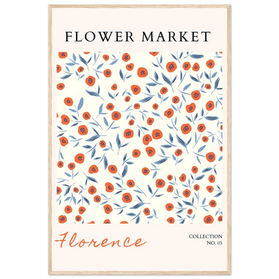 Florence Flower Market Art Print – Vibrant Orange Poppies & Blue Leaves | Framed & Ready-to-Hang Wall Art - Vibrantwalls