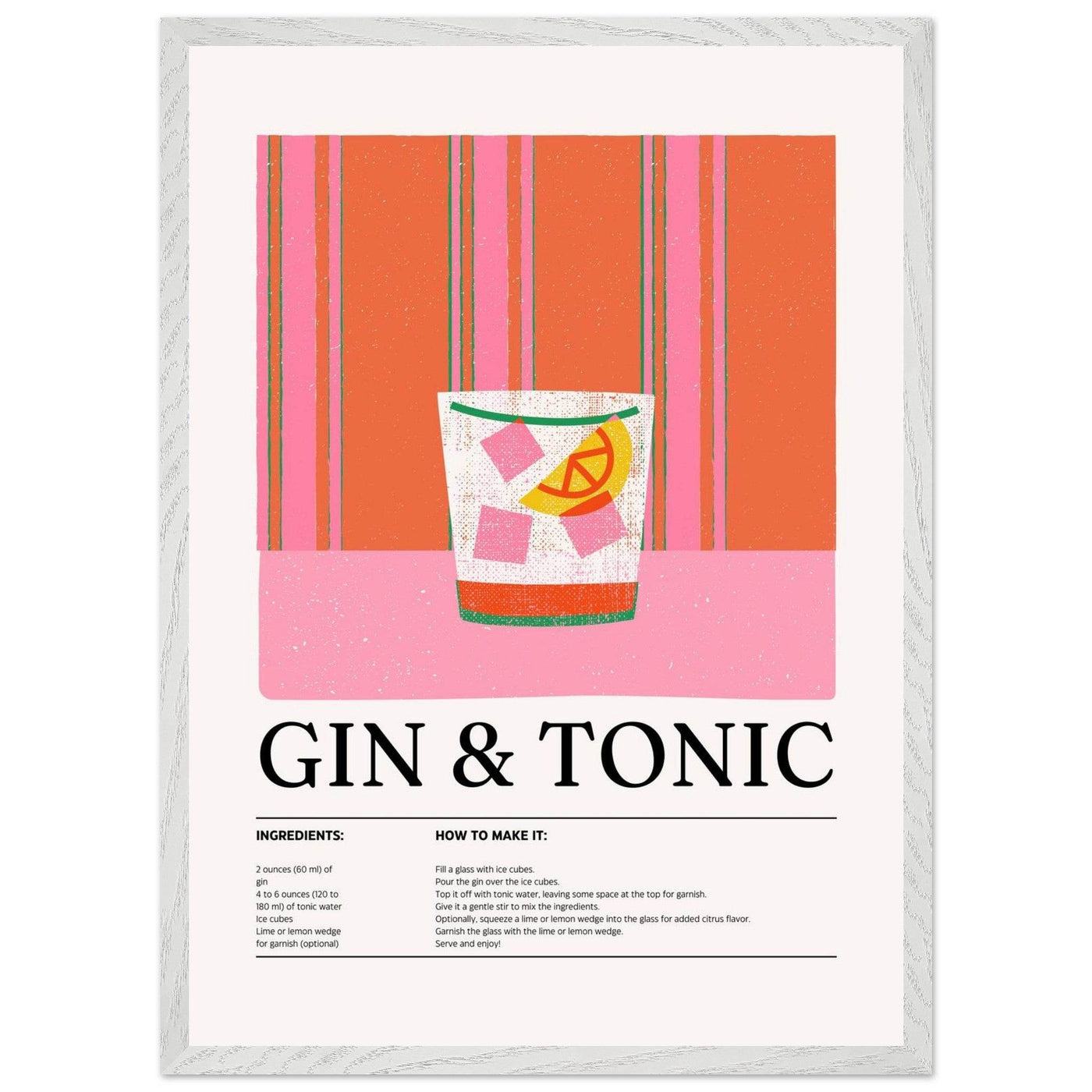 Gin Tonic Cocktail Recipe Minimalist Design Print - Vibrantwalls