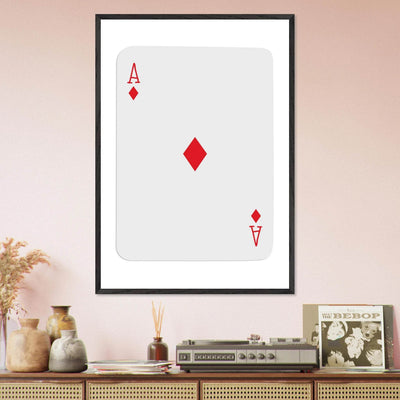 Ace of Diamonds Poker Card Print - Mounted Framed Art, Eco-Friendly Wood Frame in Your Choice of Finish - Vibrantwalls