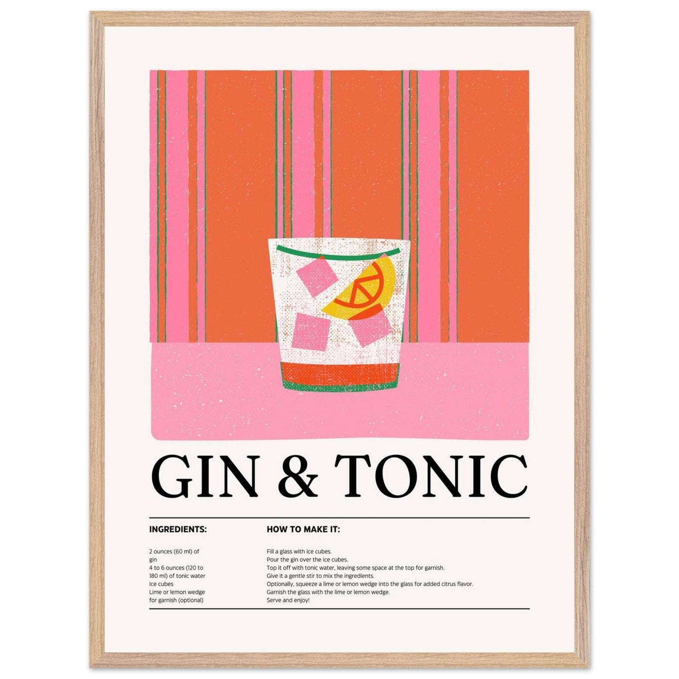 Gin Tonic Cocktail Recipe Minimalist Design Print - Vibrantwalls