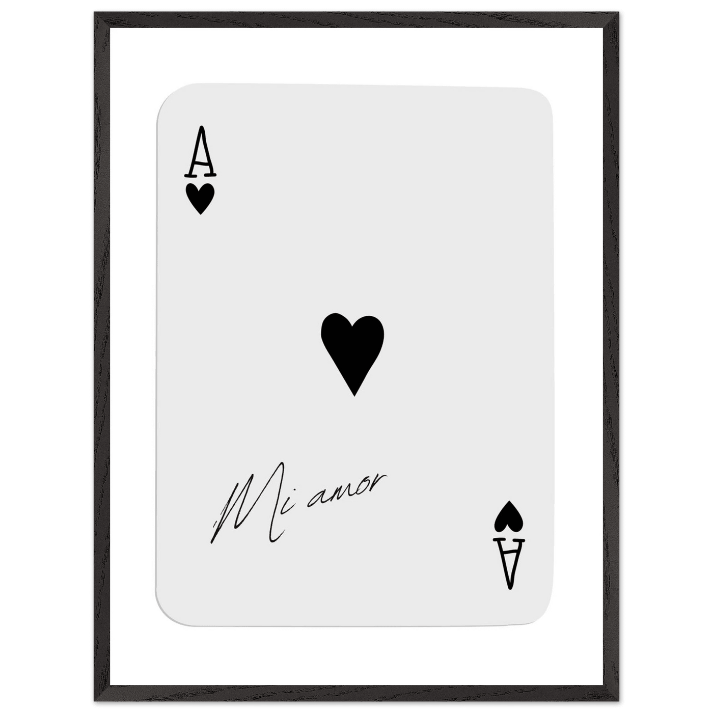 Mi Amor Ace of Hearts Framed Poster Art - Romantic Card Print with Eco-Friendly Wood Frame, Multiple Sizes & Colors - Vibrantwalls