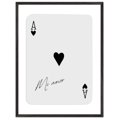 Mi Amor Ace of Hearts Framed Poster Art - Romantic Card Print with Eco-Friendly Wood Frame, Multiple Sizes & Colors - Vibrantwalls