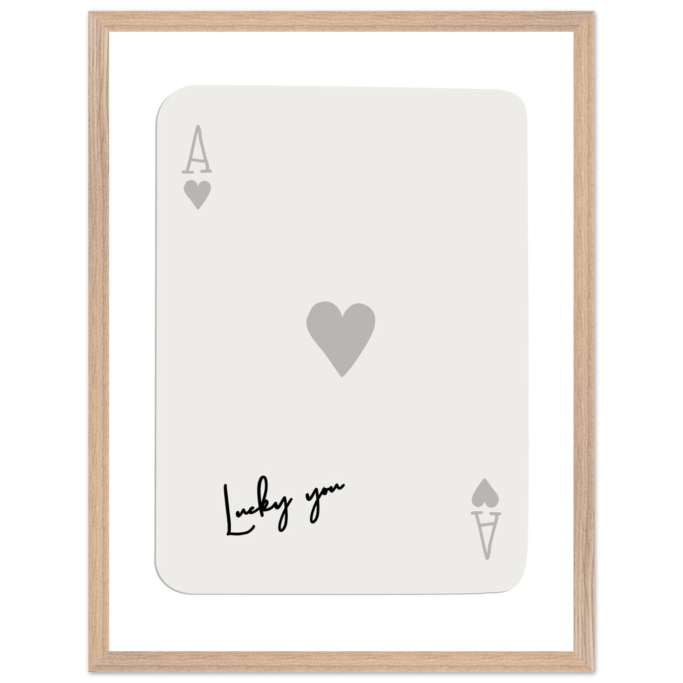 Lucky You Ace of Hearts Poker Card Print - Framed Eco-Friendly Wood Poster Art for Game Lovers - Vibrantwalls