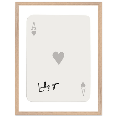 Lucky You Ace of Hearts Poker Card Print - Framed Eco-Friendly Wood Poster Art for Game Lovers - Vibrantwalls